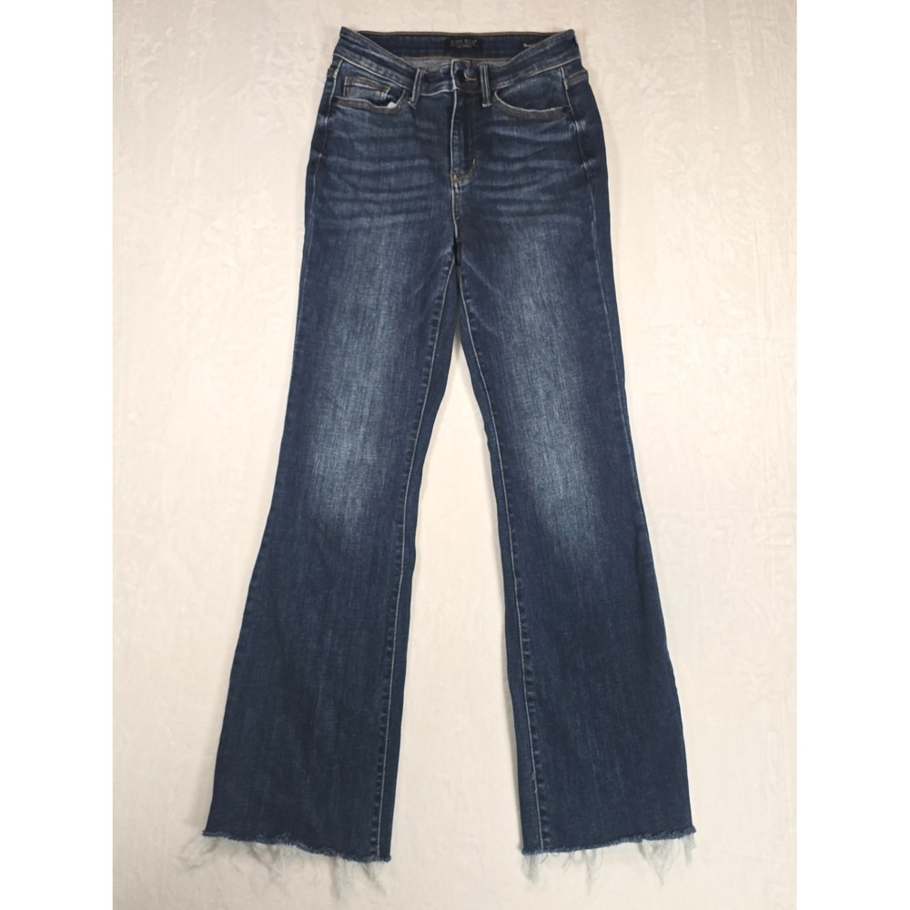 Judy Blue High Rise Bootcut Jeans Dark Wash Frayed Hem 1/25 JB82550DK-CO